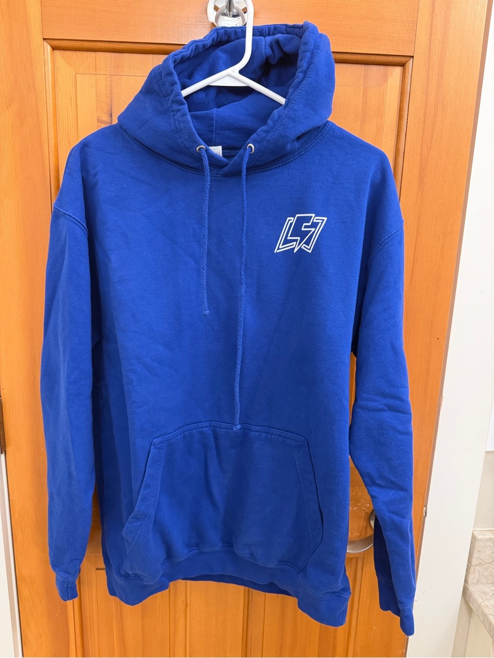 Men's Royal Blue Pullover Hoodie with Chest Emblem
